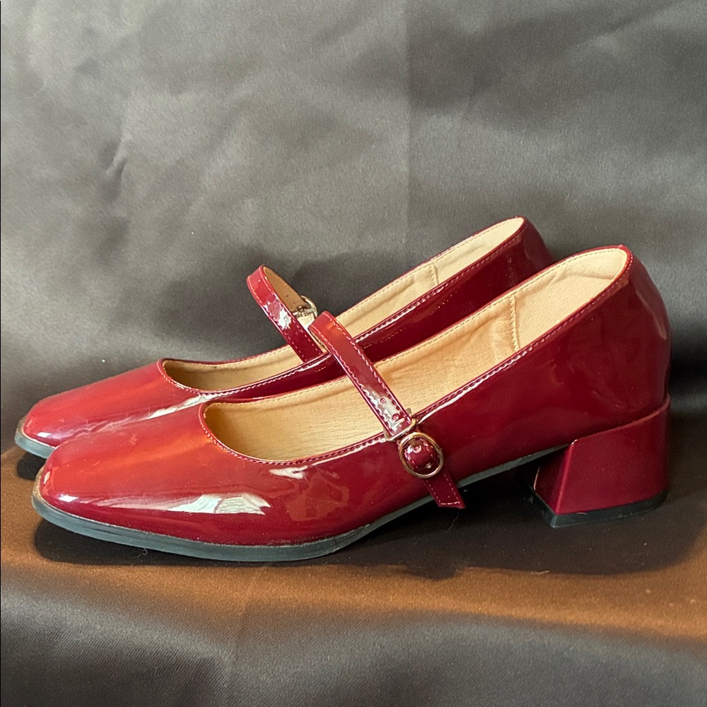 Elegant Red Mary Jane Heels